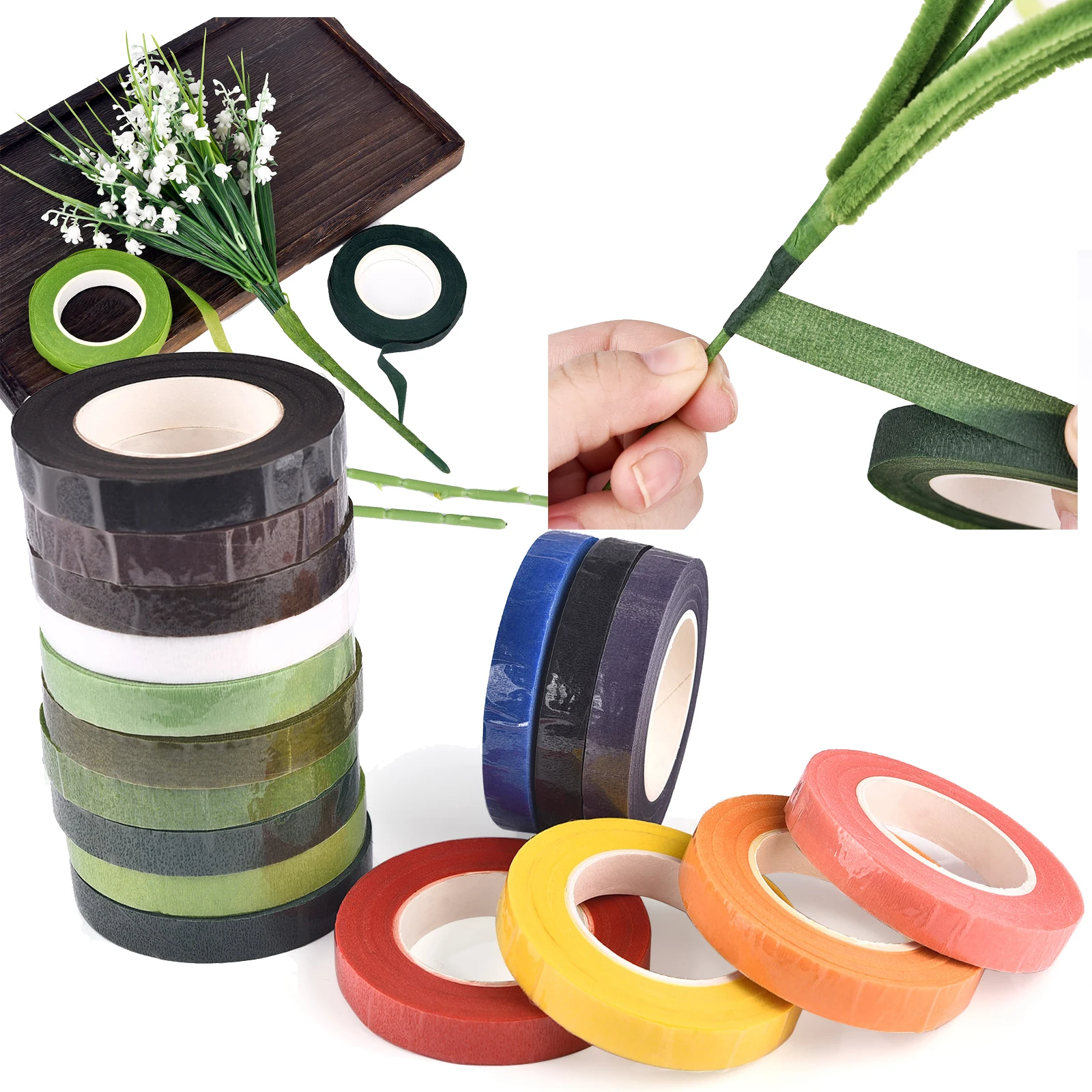 Florist Flower Supply - 30야드, 12mm 꽃 줄기 테이프, 코사지용,