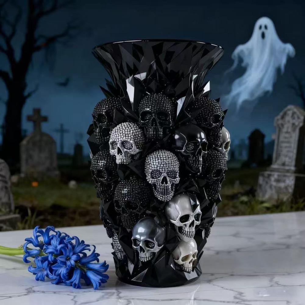 Florist Supply Vases - 고딕 해골 레진 화병 블랙 크리스탈